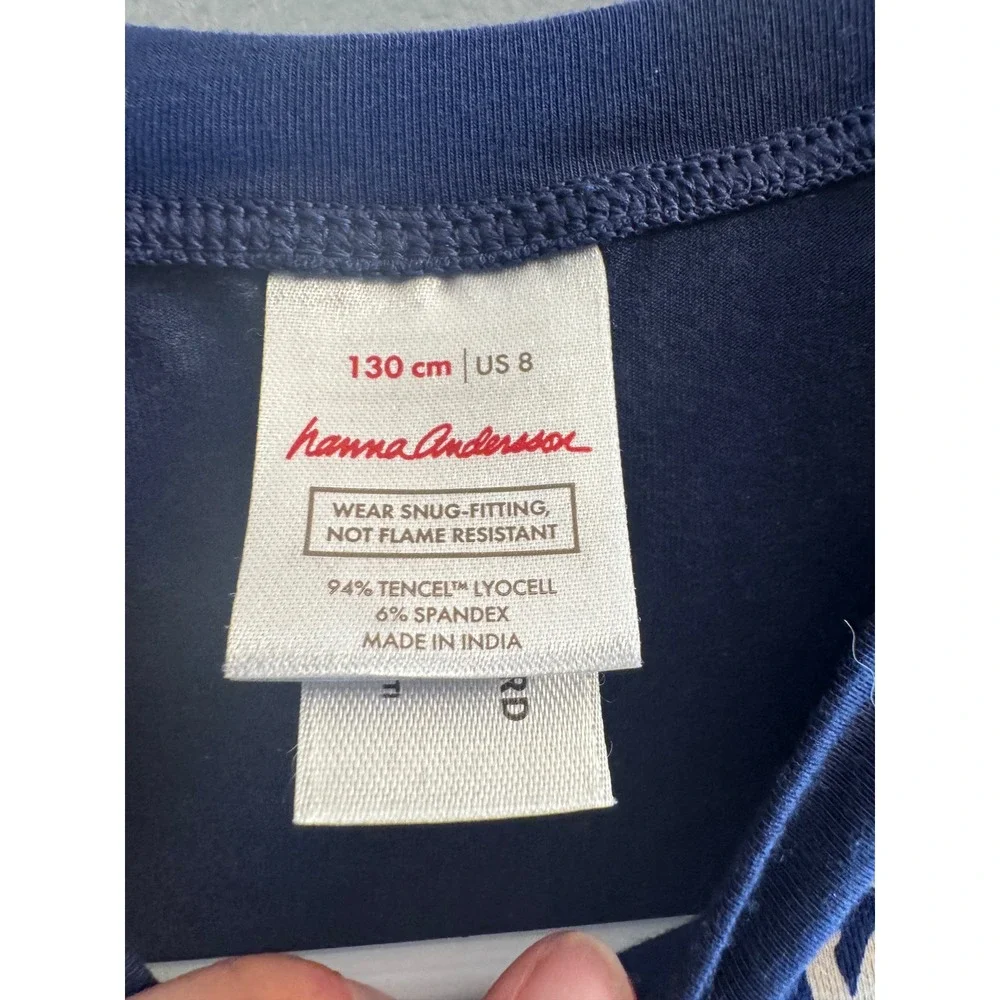 Hanna Andersson Kids Navy Polar Bear Pajama Top Tencel Lyocell Size 130 US 8